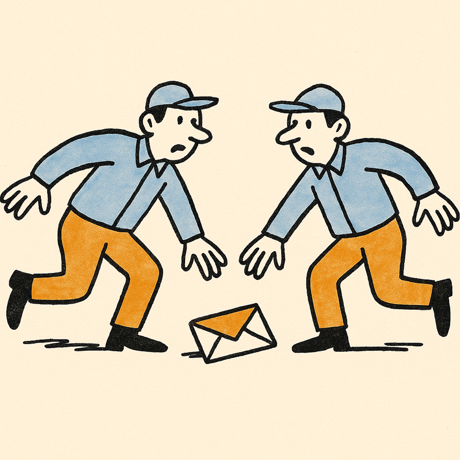 gpt-image-1 drawing two matching daemons reaching for an envelope, in full palette
